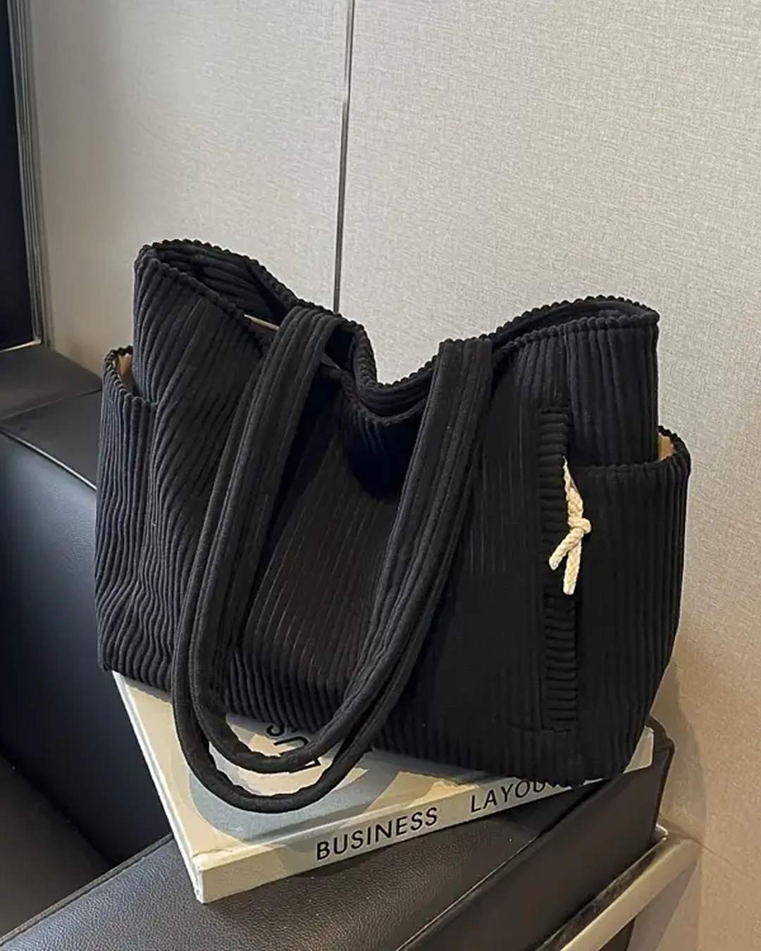 Aurora Such®| Totebag Acanalada con Detalle de Cordón