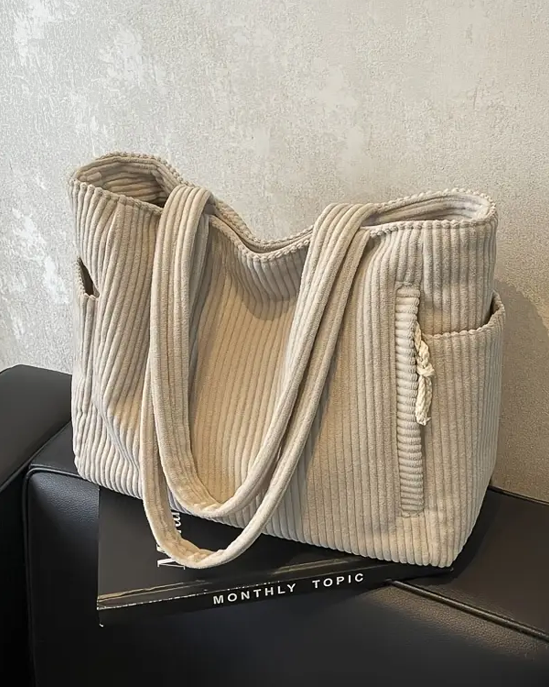 Aurora Such®| Totebag Acanalada con Detalle de Cordón