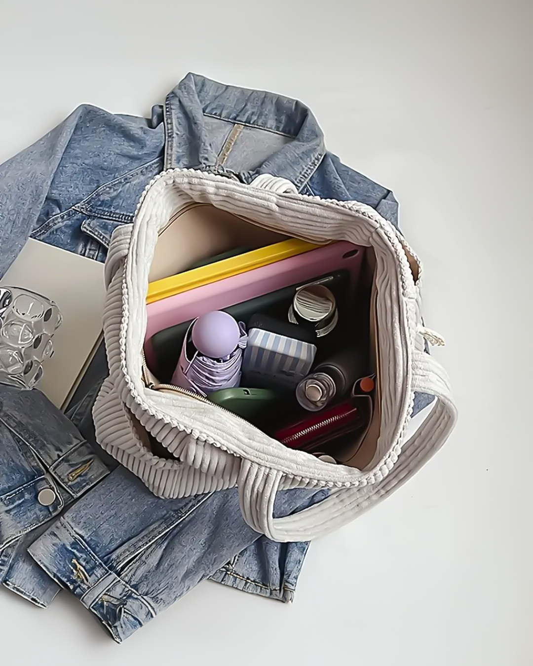 Aurora Such®| Totebag Acanalada con Detalle de Cordón