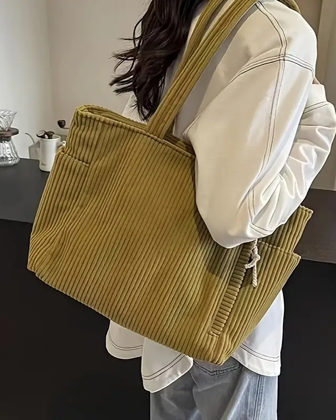 Aurora Such®| Totebag Acanalada con Detalle de Cordón