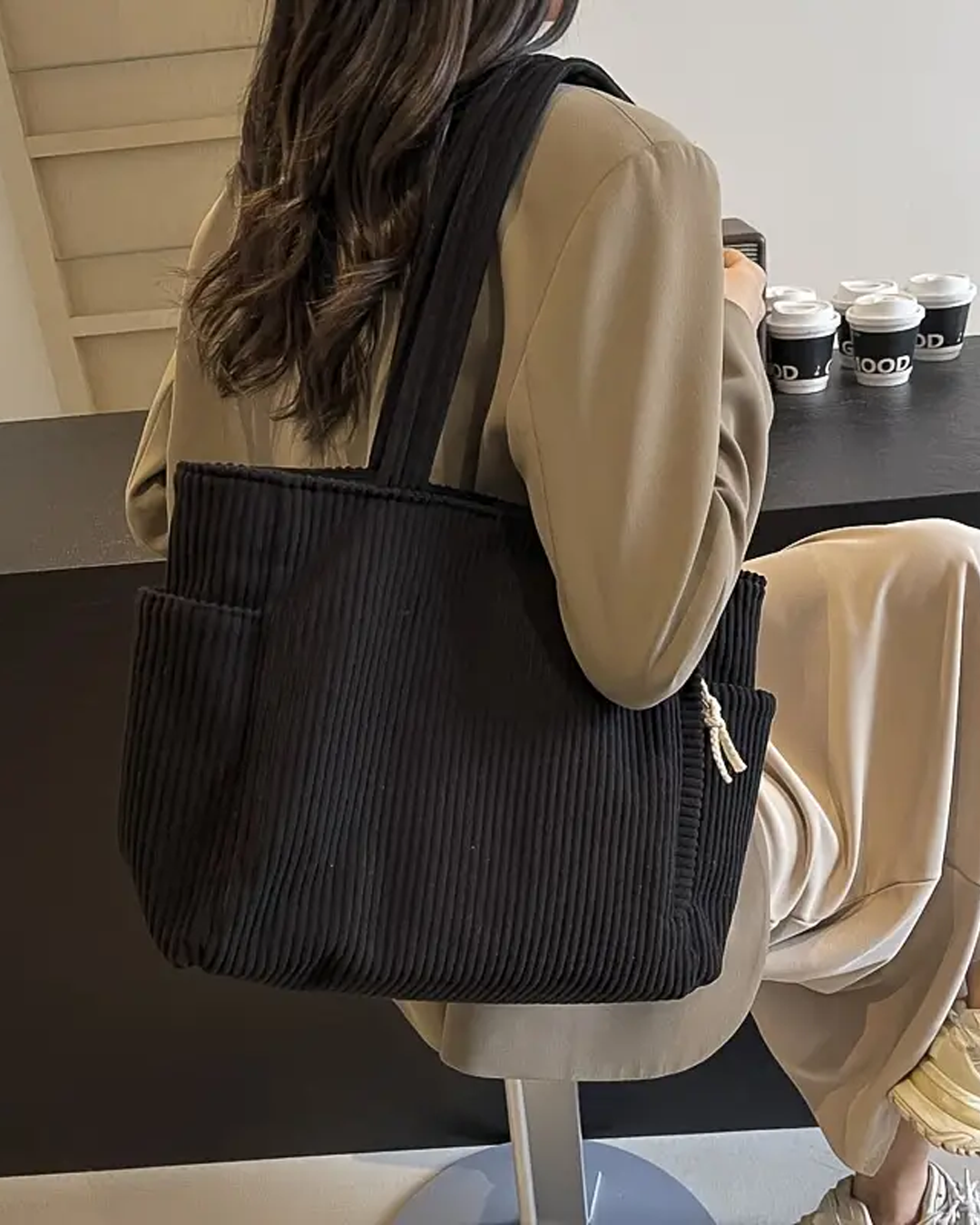Aurora Such®| Totebag Acanalada con Detalle de Cordón