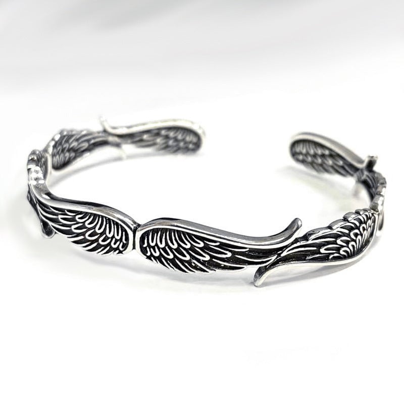 Aurora Such®| Pulsera de Plata Vintage con Alas de Ángel