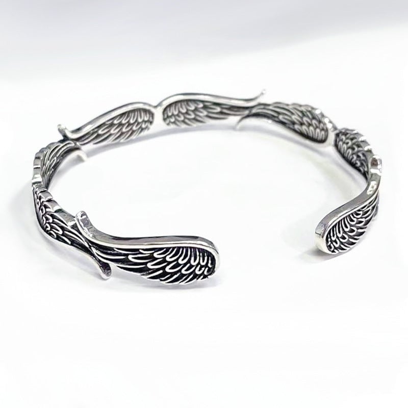 Aurora Such®| Pulsera de Plata Vintage con Alas de Ángel